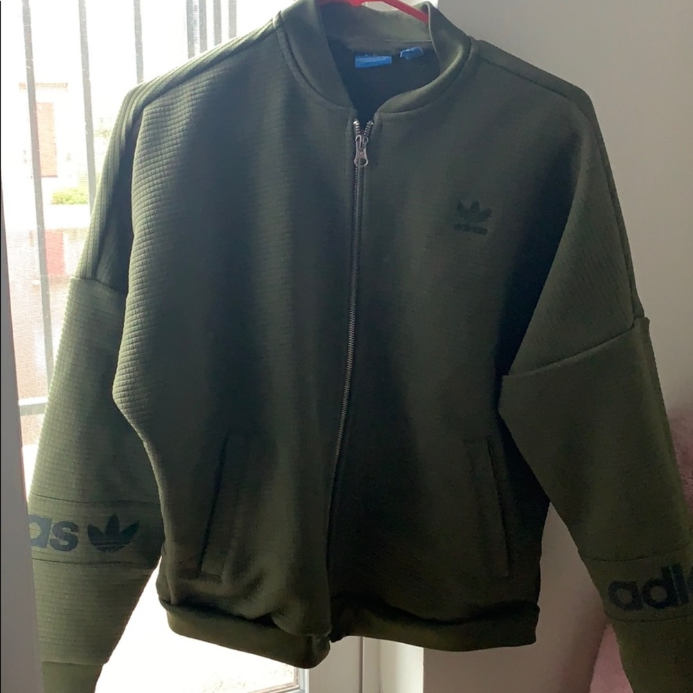 Adidas olive green bomber jacket